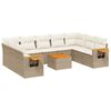 vidaXL 10-delige Loungeset met kussens poly rattan beige