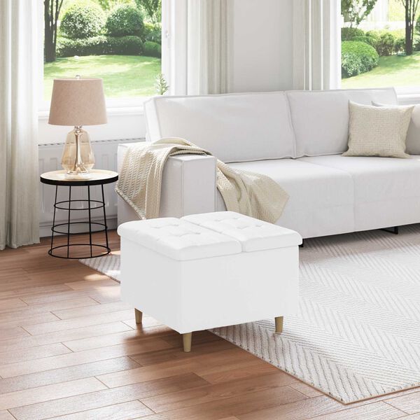 vidaXL Knopkruk met kussen Wit 60 x 60 x 45 cm Kunstleer