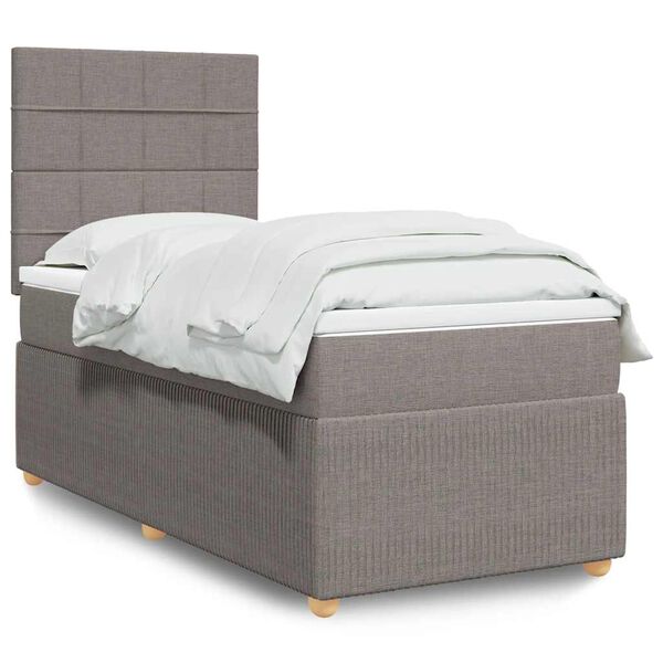 vidaXL Boxspring met matras stof taupe 80x200 cm
