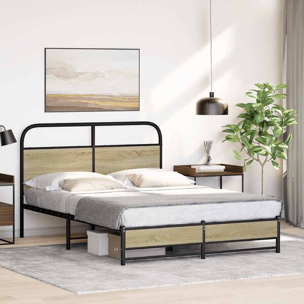 vidaXL Bedframe zonder matras bewerkt hout sonoma eikenkleur 140x190cm