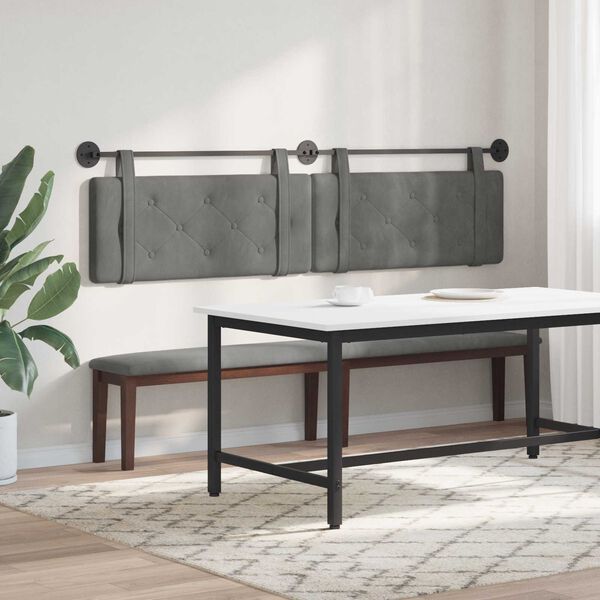 vidaXL Hangend Hoofdeinde Donkergrijs 210 x 55 x 5 cm Fluweel