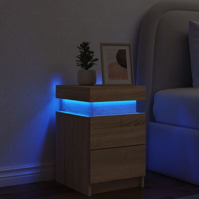 vidaXL Nachtkastje met LED-verlichting 35x39x55 cm sonoma eikenkleurig