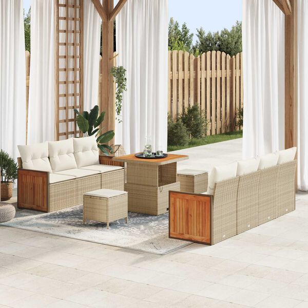 vidaXL Tuin Sofa Set 10 pcs Beige en Cr&egrave;me 80 x 80 x 71 cm poly rattan