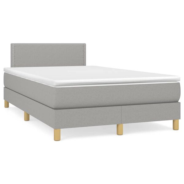 vidaXL Boxspring met matras en LED stof lichtgrijs 120x190 cm