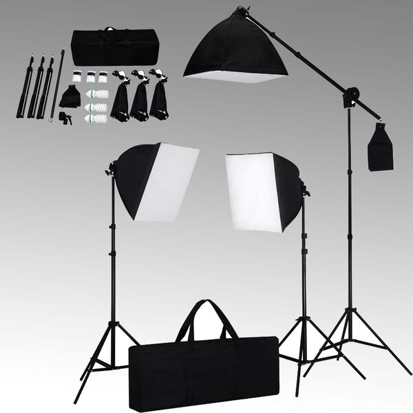 vidaXL Fotostudioset met softboxlampen en achtergrond