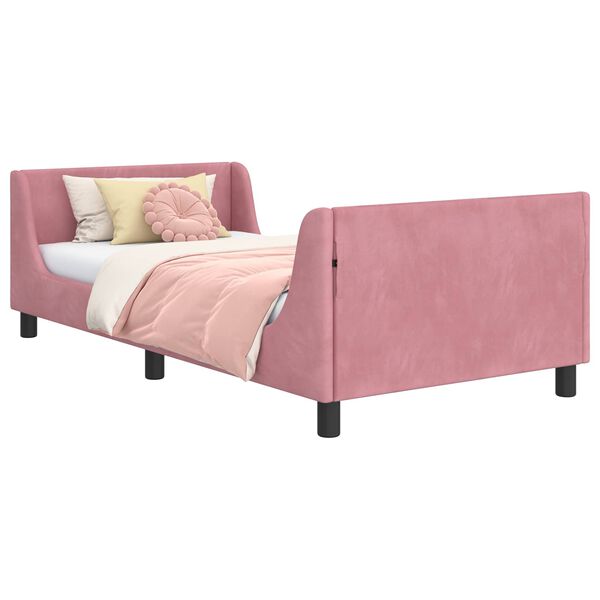 vidaXL Bedframe voor kinderen met hoofdbord Roze 90 x 200 cm Fluweel