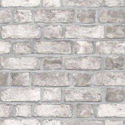 bungeejumpen klep huurder Homestyle Behang Brick Wall grijs en gebroken wit online kopen | vidaXL.be