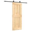 vidaXL Schuifdeur Naturel en Zwart 80 x 210 cm Massief Grenenhout