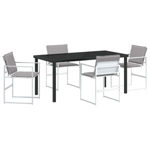 vidaXL Tuin eettafelset 5 pcs Wit 160 x 80 x 73 cm Textilene en staal