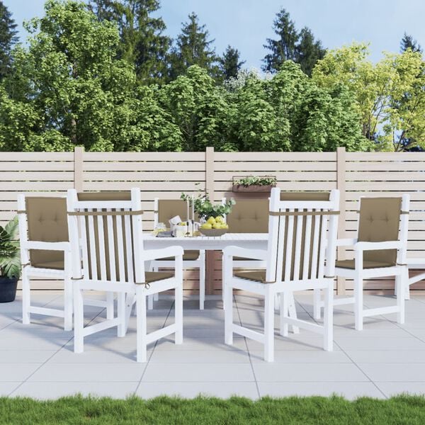 vidaXL Stoelkussens 6 st lage rug 100x50x4 cm stof gem&ecirc;leerd taupe