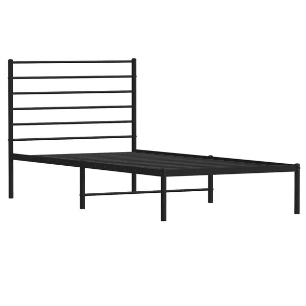 vidaXL Bedframe met hoofdbord metaal zwart 90x190 cm
