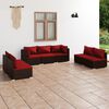 vidaXL 7-delige Loungeset met kussens poly rattan bruin