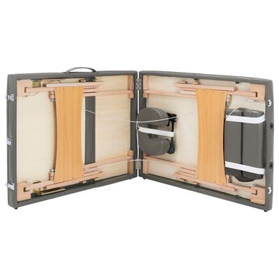 vidaXL Massagetafel met 3 zones 186x68 cm houten frame antraciet
