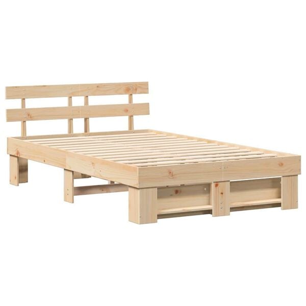 vidaXL Bedframe met hoofdeinde Bruin 140 x 190 cm Massief grenenhout