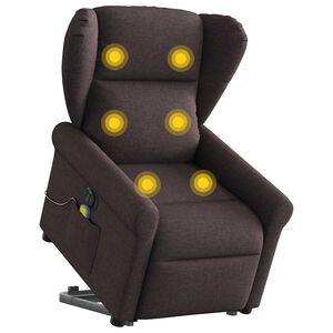 vidaXL Sta-op-massagestoel elektrisch verstelbaar stof donkerbruin