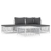 vidaXL 5-delige Loungeset met kussens staal wit