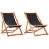 vidaXL Strandstoelen 2 st inklapbaar stof zwart