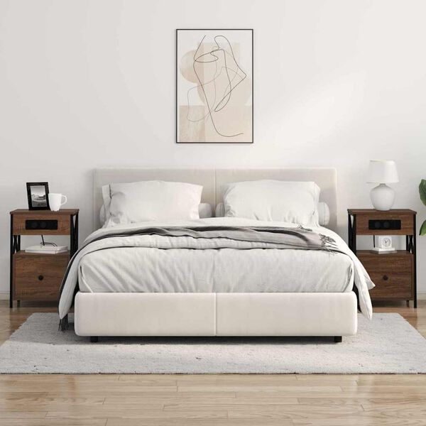 vidaXL Nachtkastje met lade Bruin Eiken 40 x 31 x 60 cm Bewerkt hout