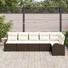 vidaXL Bankstel met kussen met opslag 6 pcs Bruin en wit poly rattan