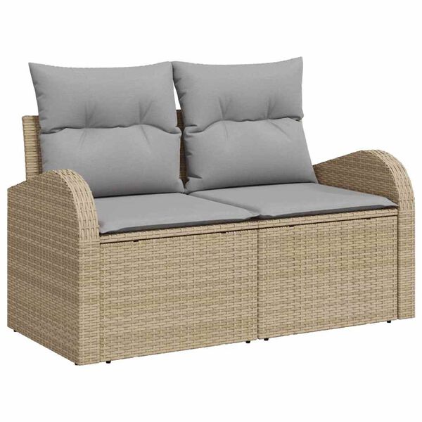 vidaXL Tuin Sofa Set met kussen 8 pcs Beige Poly riet