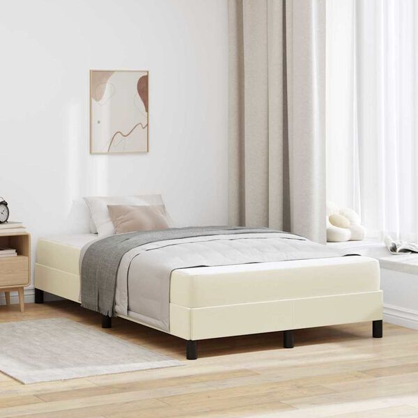 vidaXL Bedframe met matras Cr&egrave;me 120 x 200 cm Stof