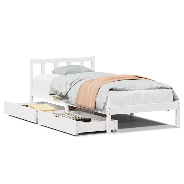 vidaXL Bedframe zonder matras massief grenenhout wit 140x200 cm
