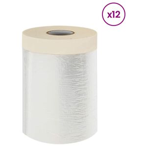 vidaXL Stofdoek met plakband 12 pcs Doorzichtig 30 x 3300 cm HDPE