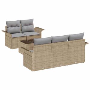 vidaXL Bankstel 6 st Beige poly rattan