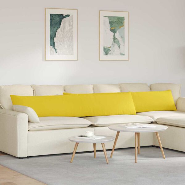vidaXL Sofa Kussens 2 pcs Lichtgeel 200 x 40 cm Stof