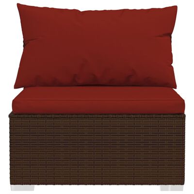 vidaXL 9-delige Loungeset met kussens poly rattan bruin