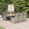 vidaXL 7-delige Tuinset met kussens poly rattan grijs