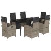 vidaXL 7-delige Tuinset met kussens poly rattan grijs