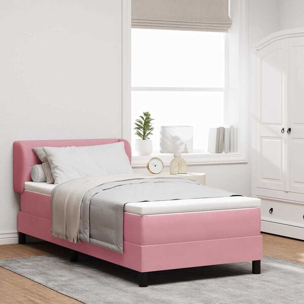 vidaXL Boxspringbed met matras Roze 100 x 200 cm Fluweel