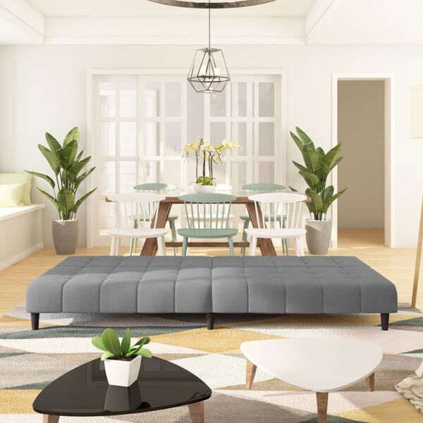 vidaXL Slaapbank 2-zits fluweel lichtgrijs