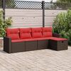 vidaXL 5-delige Loungeset met kussens poly rattan bruin