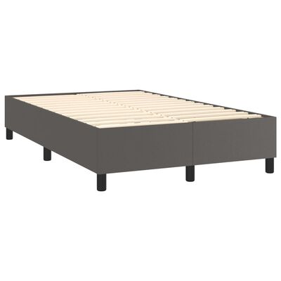 vidaXL Boxspring met matras kunstleer grijs 120x200 cm