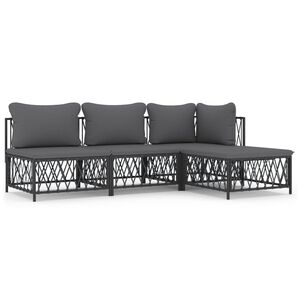 vidaXL 4-delige Loungeset met kussens staal antracietkleurig