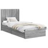 vidaXL Bedframe met opbergruimte en hoofdbord Grijs Sonoma 75 x 190 cm