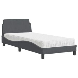 vidaXL Bed met matras "Dover" fluweel donkergrijs 90x200 cm