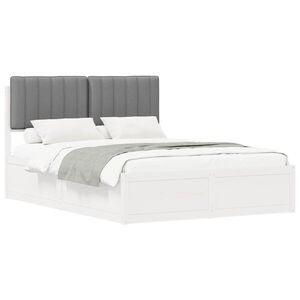 vidaXL Bedframe met Gevoerd Hoofdgedeelte Lichtgrijs 135 x 190 cm