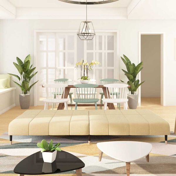 vidaXL Slaapbank 2-zits fluweel cr&egrave;mekleurig