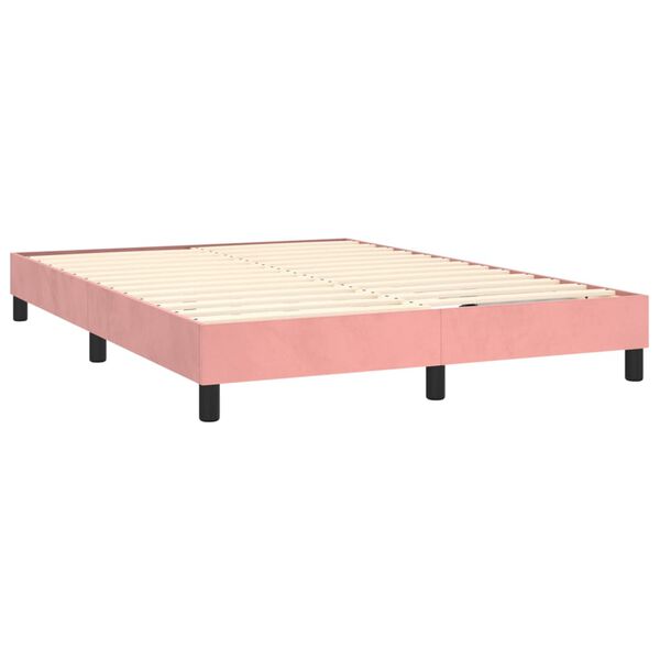 vidaXL Boxspring bed fluweel roze 140x190 cm