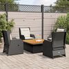 vidaXL 5-delige Loungeset met kussens poly rattan zwart