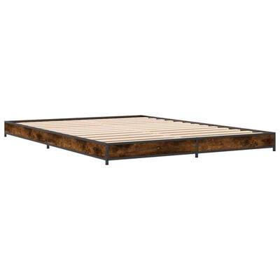 vidaXL Bedframe bewerkt hout metaal gerookt eikenkleurig 120x200 cm