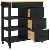 vidaXL Keuken Trolley Zwart 88,5 x 40 x 84 cm Massief Vurenhout