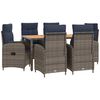 vidaXL Buiten eettafelset 7 st PE Rattan en Poeder-Coated Staal