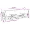 vidaXL 4-delige Loungeset met kussens massief acaciahout