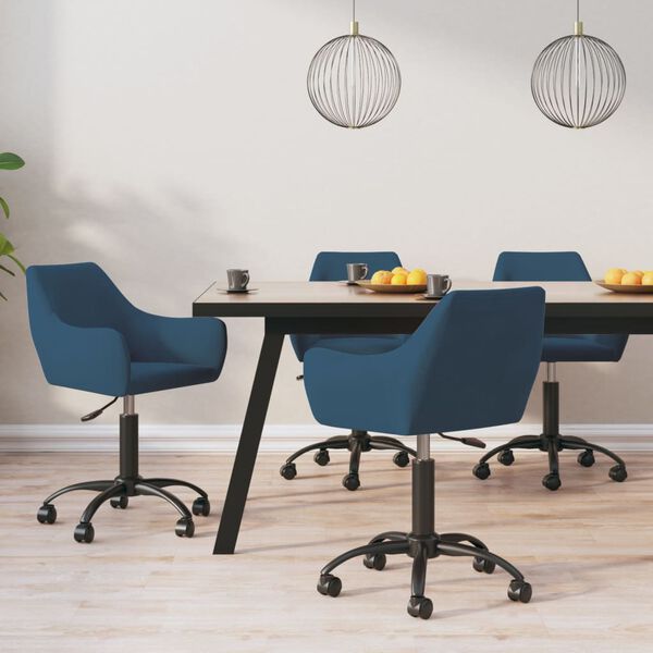 vidaXL Eetkamerstoelen draaibaar 4 st fluweel blauw