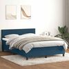 vidaXL Boxspring met matras fluweel donkerblauw 140x220 cm