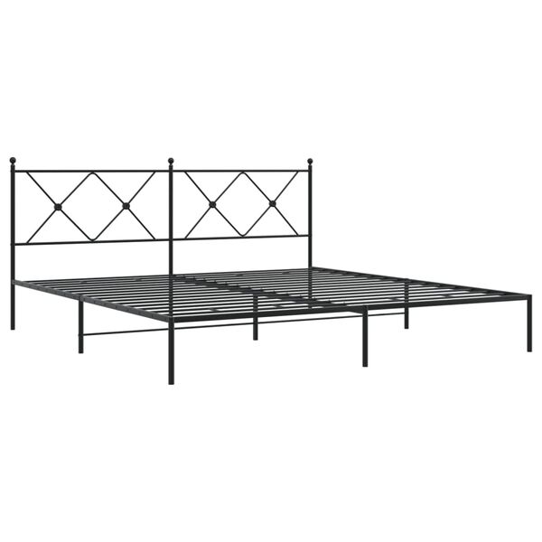 vidaXL Bedframe met hoofdbord metaal zwart 180x200 cm